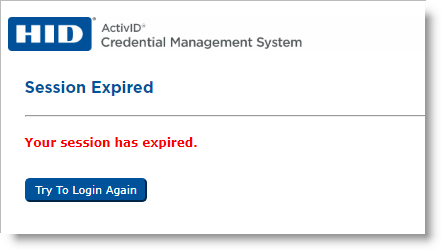 CMS Session Expired alert dialog box with a Try To Login Again button